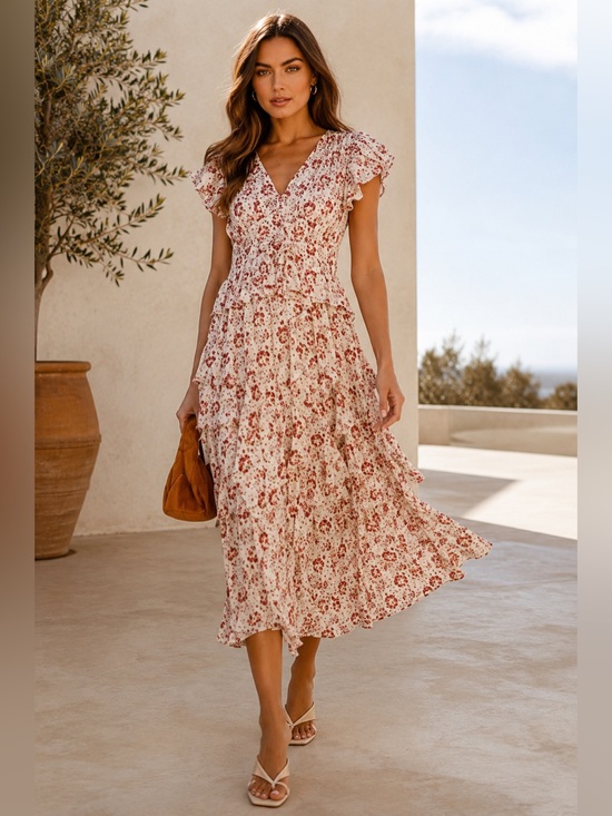 Ulla Johnson Dresses & Skirts - Ulla Johnson‎ Silk Floral Ruffle Midi Dress Sz 14 Ethereal Summer Wedding Luxe